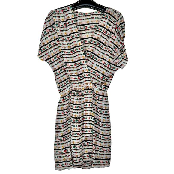 Parfait Dresses & Skirts - Parfait Silk Stripe Faux Wrap Dress Small